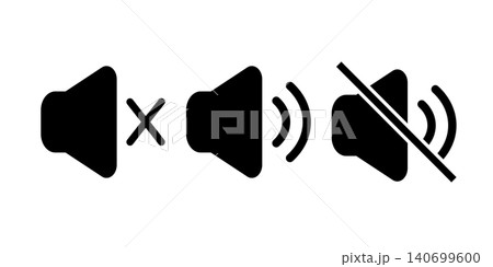 音量とミュート消音を表したシンプルアイコンセット 音量とミュート消音を表したシンプルアイコンセット 140699600