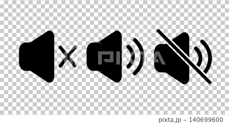 音量とミュート消音を表したシンプルアイコンセット 音量とミュート消音を表したシンプルアイコンセット 140699600