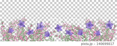 Autumn flower line footer frame - bellflower and bush clover Autumn flower line footer frame - bellflower and bush clover 140699817
