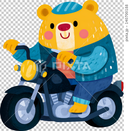 Cute Bear Riding Blue Chopper Motorcycle Illustration Cute Bear Riding Blue Chopper Motorcycle Illustration 140700188