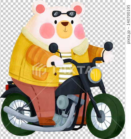 Cute Bear Riding Blue Chopper Motorcycle Illustration Cute Bear Riding Blue Chopper Motorcycle Illustration 140700195