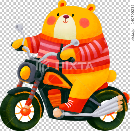Cute Bear Riding Blue Chopper Motorcycle Illustration Cute Bear Riding Blue Chopper Motorcycle Illustration 140700253