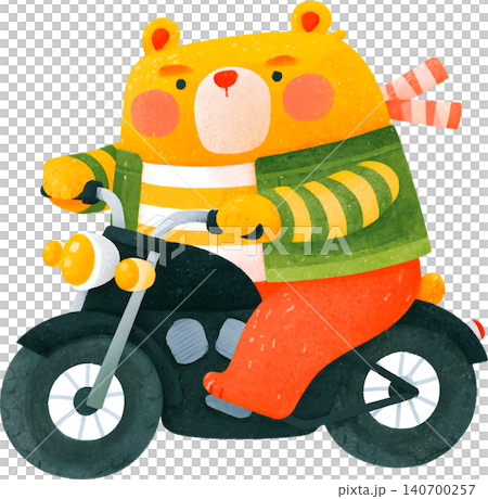 Cute Bear Riding Blue Chopper Motorcycle Illustration Cute Bear Riding Blue Chopper Motorcycle Illustration 140700257