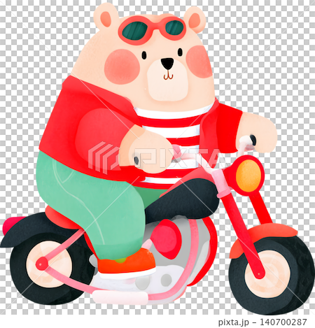 Cute Bear Riding Blue Chopper Motorcycle Illustration Cute Bear Riding Blue Chopper Motorcycle Illustration 140700287