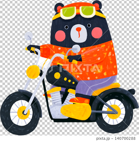 Cute Bear Riding Blue Chopper Motorcycle Illustration Cute Bear Riding Blue Chopper Motorcycle Illustration 140700288