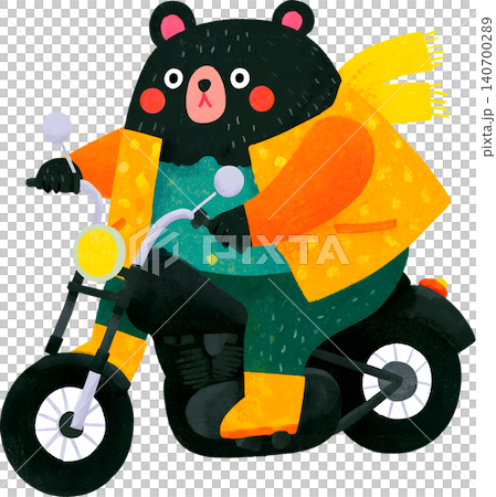 Cute Bear Riding Blue Chopper Motorcycle Illustration Cute Bear Riding Blue Chopper Motorcycle Illustration 140700289