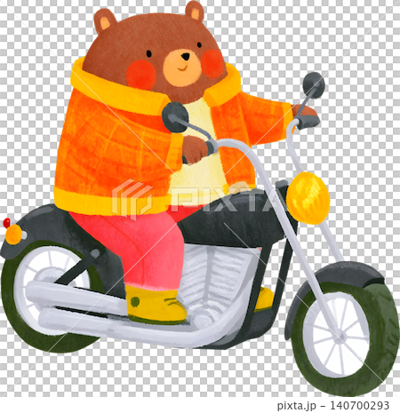 Cute Bear Riding Blue Chopper Motorcycle Illustration Cute Bear Riding Blue Chopper Motorcycle Illustration 140700293