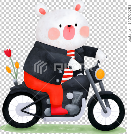 Cute Bear Riding Blue Chopper Motorcycle Illustration Cute Bear Riding Blue Chopper Motorcycle Illustration 140700295