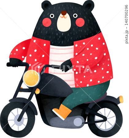 Cute Bear Riding Blue Chopper Motorcycle Illustration Cute Bear Riding Blue Chopper Motorcycle Illustration 140700296