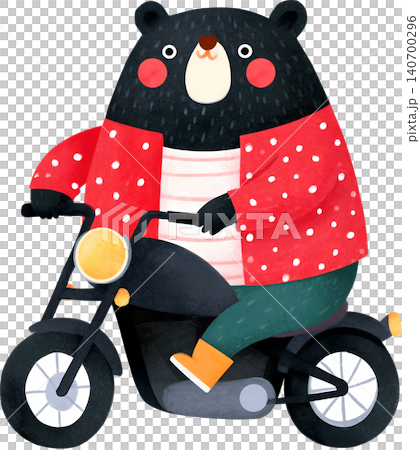 Cute Bear Riding Blue Chopper Motorcycle Illustration Cute Bear Riding Blue Chopper Motorcycle Illustration 140700296