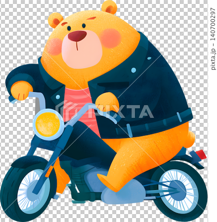 Cute Bear Riding Blue Chopper Motorcycle Illustration Cute Bear Riding Blue Chopper Motorcycle Illustration 140700297