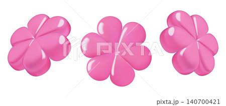 Pink flowers abstract 3d Floral geometric shapes set isolated on white background Pink flowers abstract 3d Floral geometric shapes set isolated on white background 140700421