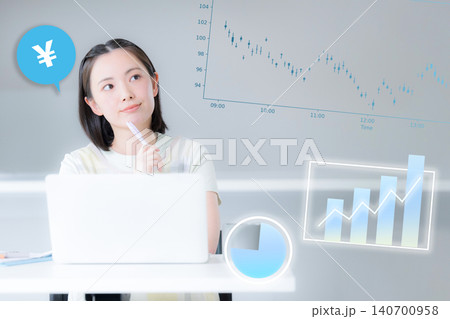 資産形成で株や投資信託のnisaを考える主婦の女性 イラスト付き 資産形成で株や投資信託のnisaを考える主婦の女性 イラスト付き 140700958