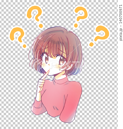 口元に指を添え困っている女性 への字眉 はてな 口元に指を添え困っている女性 への字眉 はてな 140700971