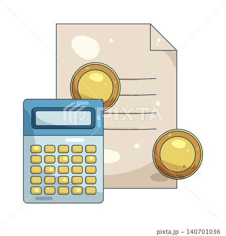 Illustration of Financial document with a calculator Illustration of Financial document with a calculator 140701036