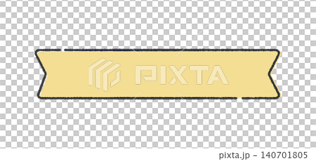 Stylish, broken-line gold horizontal ribbon - simple and cute hand-drawn illustration material for decorations and text frames 140701805