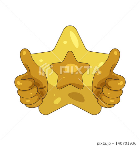 Illustration of golden star with a thumbs up Illustration of golden star with a thumbs up 140701936
