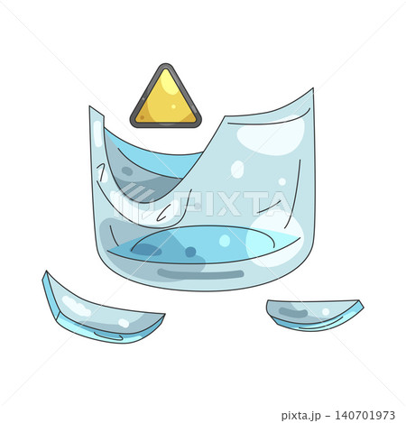 Illustration of Broken glass with a yellow triangle Illustration of Broken glass with a yellow triangle 140701973