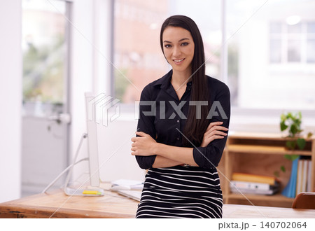 Startup, crossed arms and portrait of business Asian woman at desk with confidence, pride and positive attitude. Professional, consultant and worker for career, job and working for creative company Startup, crossed arms and portrait of business Asian woman at desk with confidence, pride and positive attitude. Professional, consultant and worker for career, job and working for creative company 140702064