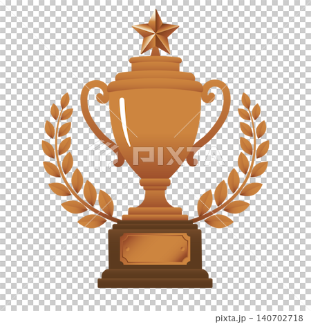 Bronze trophy cup, laurel wreath, and star vector illustration 140702718
