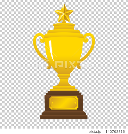Gold trophy cup with star-studded podium vector illustration Gold trophy cup with star-studded podium vector illustration 140702816