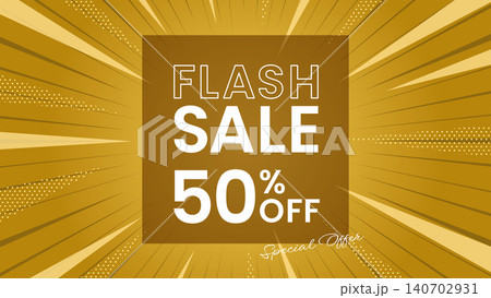ゴールドの放射線背景に「FLASH SALE」の文字を配置した高級感のあるセールバナー素材 ゴールドの放射線背景に「FLASH SALE」の文字を配置した高級感のあるセールバナー素材 140702931