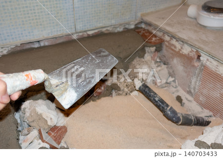 Home Improvement Project with Hand Tool and Shower Repair Area Home Improvement Project with Hand Tool and Shower Repair Area 140703433