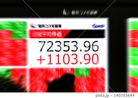 日本の東京都市景観初7万2000円台・株価/終値7万2353円96銭。TOPIX終値も最高値を更新 140703644