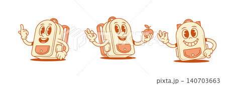 Funny schoolbag back to school cartoon character set isometric vector illustration Funny schoolbag back to school cartoon character set isometric vector illustration 140703663