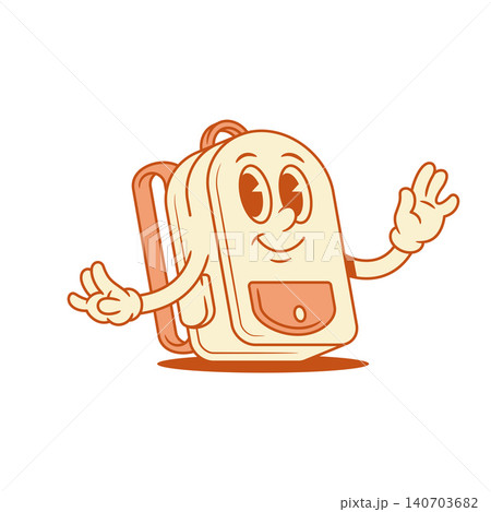 Funky happy schoolbag back to school cartoon character dancing isometric vector illustration 140703682
