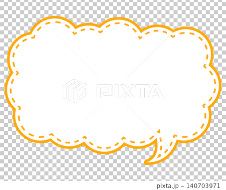 Simple colored line speech bubble, elongated cloud shape Simple colored line speech bubble, elongated cloud shape 140703971