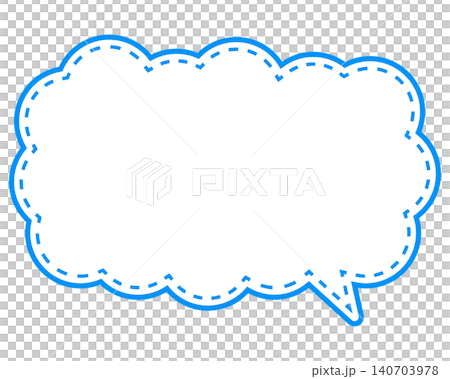 Simple colored line speech bubble, elongated cloud shape Simple colored line speech bubble, elongated cloud shape 140703978