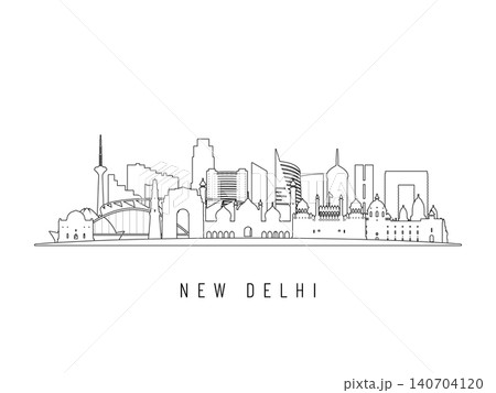Detailed New Delhi skyline vector illustration.  140704120