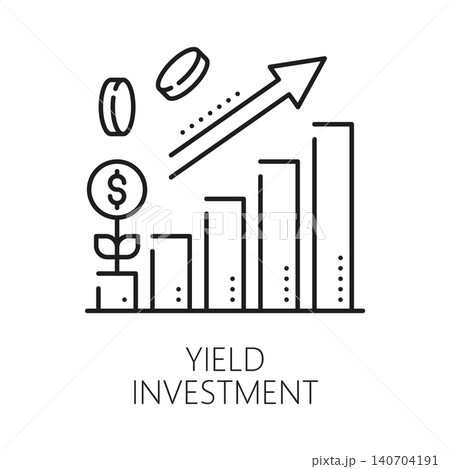 Investment yield, finance line icon or sign. Investor company thin line vector sign, venture capital fund outline symbol. Finance investment startup pictogram or icon with income growth infographics Investment yield, finance line icon or sign. Investor company thin line vector sign, venture capital fund outline symbol. Finance investment startup pictogram or icon with income growth infographics 140704191