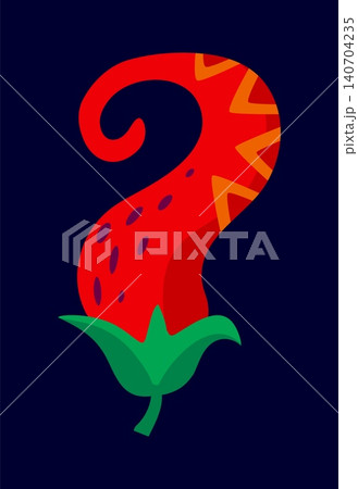 Mexican cartoon folk font punctuation question mark. Latin American ethnic typeset symbol, Mexican culture typeface vector punctuation mark. Hispanic folk font element with red curly chilli pepper Mexican cartoon folk font punctuation question mark. Latin American ethnic typeset symbol, Mexican culture typeface vector punctuation mark. Hispanic folk font element with red curly chilli pepper 140704235