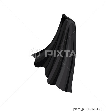 Dracula and Halloween black cloak, cape and mantle clothes. Realistic 3d vector silk flattering cape side view, isolated carnival, masquerade dress, vampire costume, cosplay clothes for party or game Dracula and Halloween black cloak, cape and mantle clothes. Realistic 3d vector silk flattering cape side view, isolated carnival, masquerade dress, vampire costume, cosplay clothes for party or game 140704315