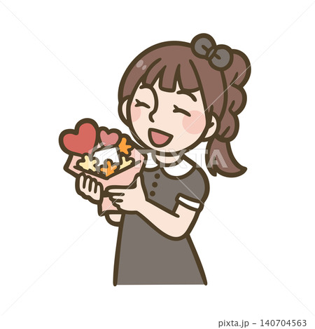 プレゼントを贈る笑顔の女の子のイラスト プレゼントを贈る笑顔の女の子のイラスト 140704563