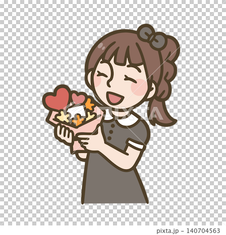 プレゼントを贈る笑顔の女の子のイラスト プレゼントを贈る笑顔の女の子のイラスト 140704563
