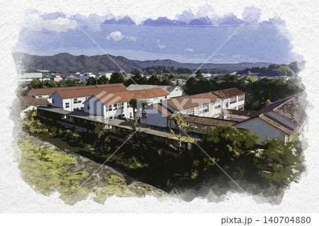 水彩画風 丹波篠山市立篠山小学校 兵庫県丹波篠山市 水彩画風 丹波篠山市立篠山小学校 兵庫県丹波篠山市 140704880