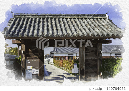 水彩画風　丹波篠山市立青山歴史村　兵庫県丹波篠山市 140704931