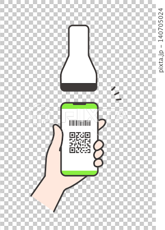 Illustration of scanning barcodes and QR codes with a smartphone (green, cashless, handheld image) Illustration of scanning barcodes and QR codes with a smartphone (green, cashless, handheld image) 140705024