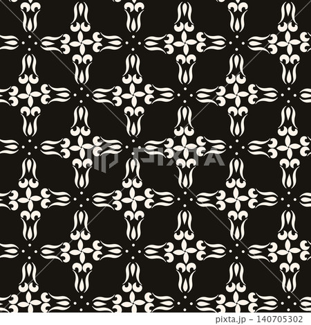 Simple minimalist geometric seamless pattern. Abstract monochrome minimal background with small floral shapes. Subtle repeat design for decor, print. Simple minimalist geometric seamless pattern. Abstract monochrome minimal background with small floral shapes. Subtle repeat design for decor, print. 140705302