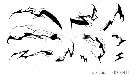 稲妻と電気のエフェクトイラスト素材セット2 稲妻と電気のエフェクトイラスト素材セット2 140705416