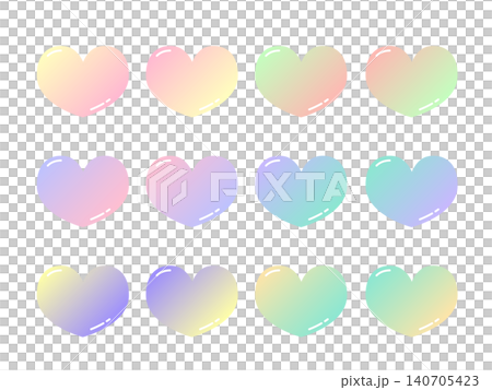 Pastel gradient glossy heart set Pastel gradient glossy heart set 140705423