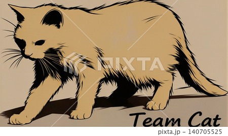 A stylized illustration of a cat in a prowling pose. 140705525