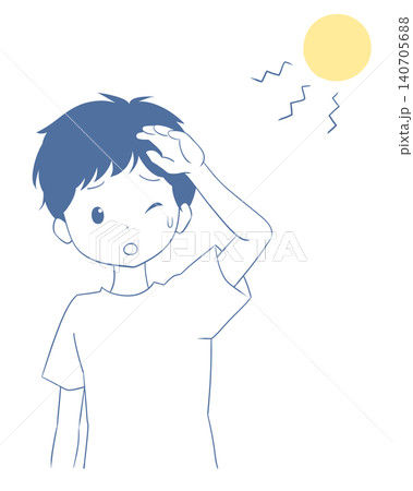 真夏の日差しを浴びる少年 140705688