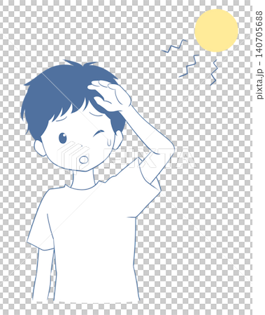真夏の日差しを浴びる少年 140705688