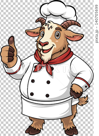 Cute Goat Chef Cartoon Charchter Mascot Illustration Cute Goat Chef Cartoon Charchter Mascot Illustration 140705699