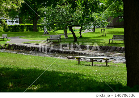 The scene of Nakajima Park in Sapporo, Hokkaido, Japan. The scenery of Nakajima Park in summer. A japanese garden and a decent public park in Japan. Nature and Travel scene. The scene of Nakajima Park in Sapporo, Hokkaido, Japan. The scenery of Nakajima Park in summer. A japanese garden and a decent public park in Japan. Nature and Travel scene. 140706536