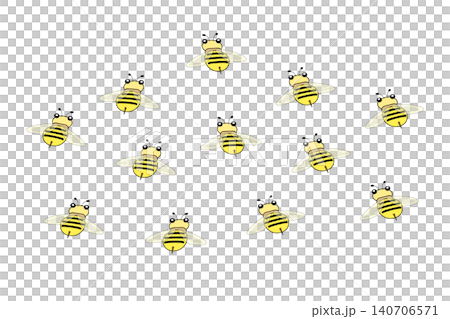 一群蜜蜂一起飛翔的插圖。 一群蜜蜂一起飛翔的插圖。 140706571